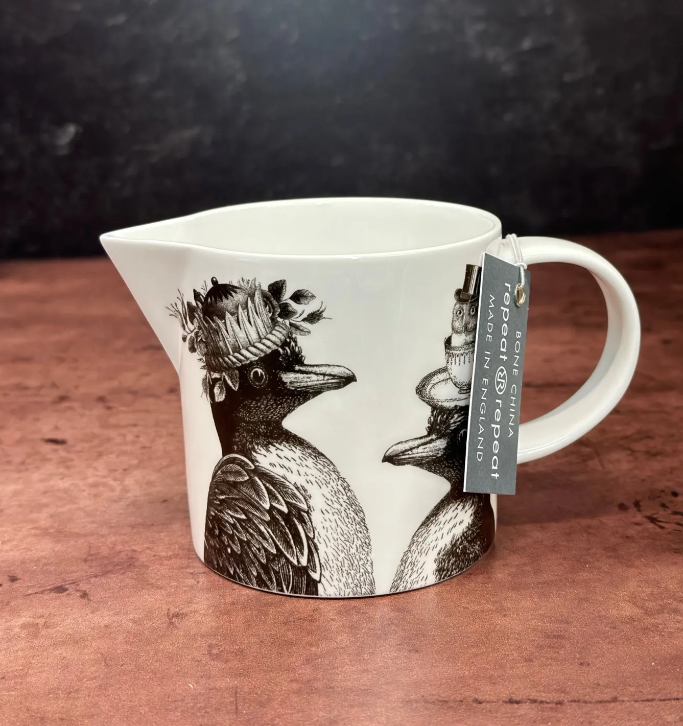 Repeat Repeat Jugs|Animals-Sunday Best Penguins Bone China Jug- White