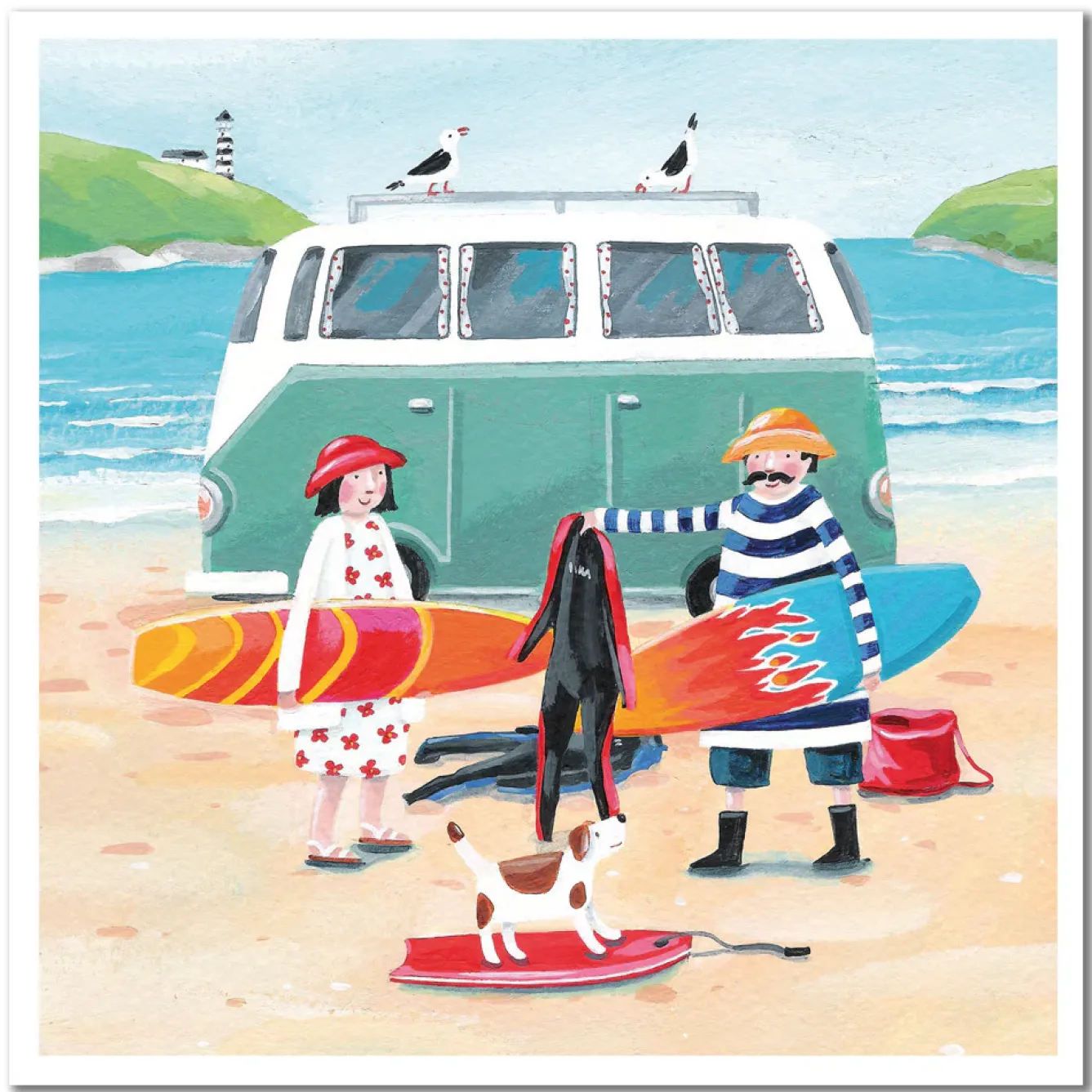 Emma Ball Greeting Cards-Surfing Trip Greetings Card