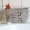 Poppy Treffry Storage|Bags-Swallows Embroidered Lined Make Up Bag