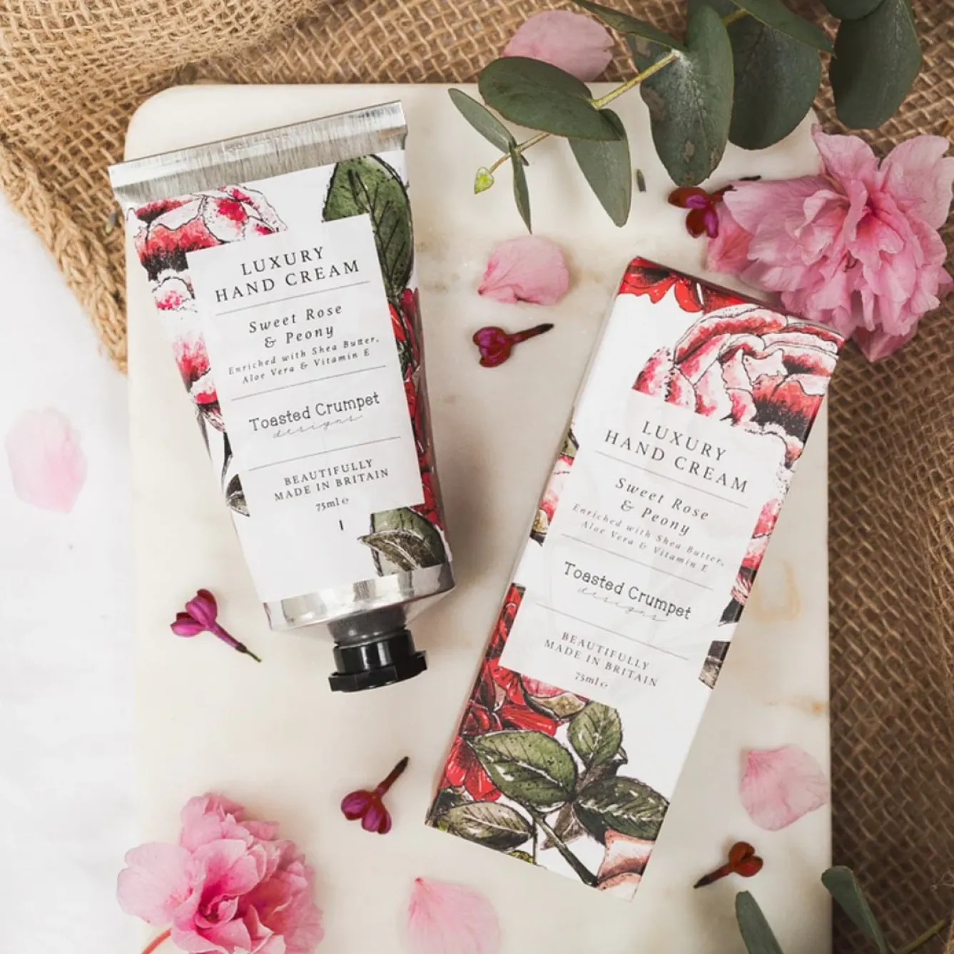 Toasted Crumpet Soaps & Lotions-Sweet Rose & Peony Hand Cream 75ml
