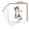 Paper Shed Design Greeting Cards-Tabby Cat and Flower Set of 5 Notecards