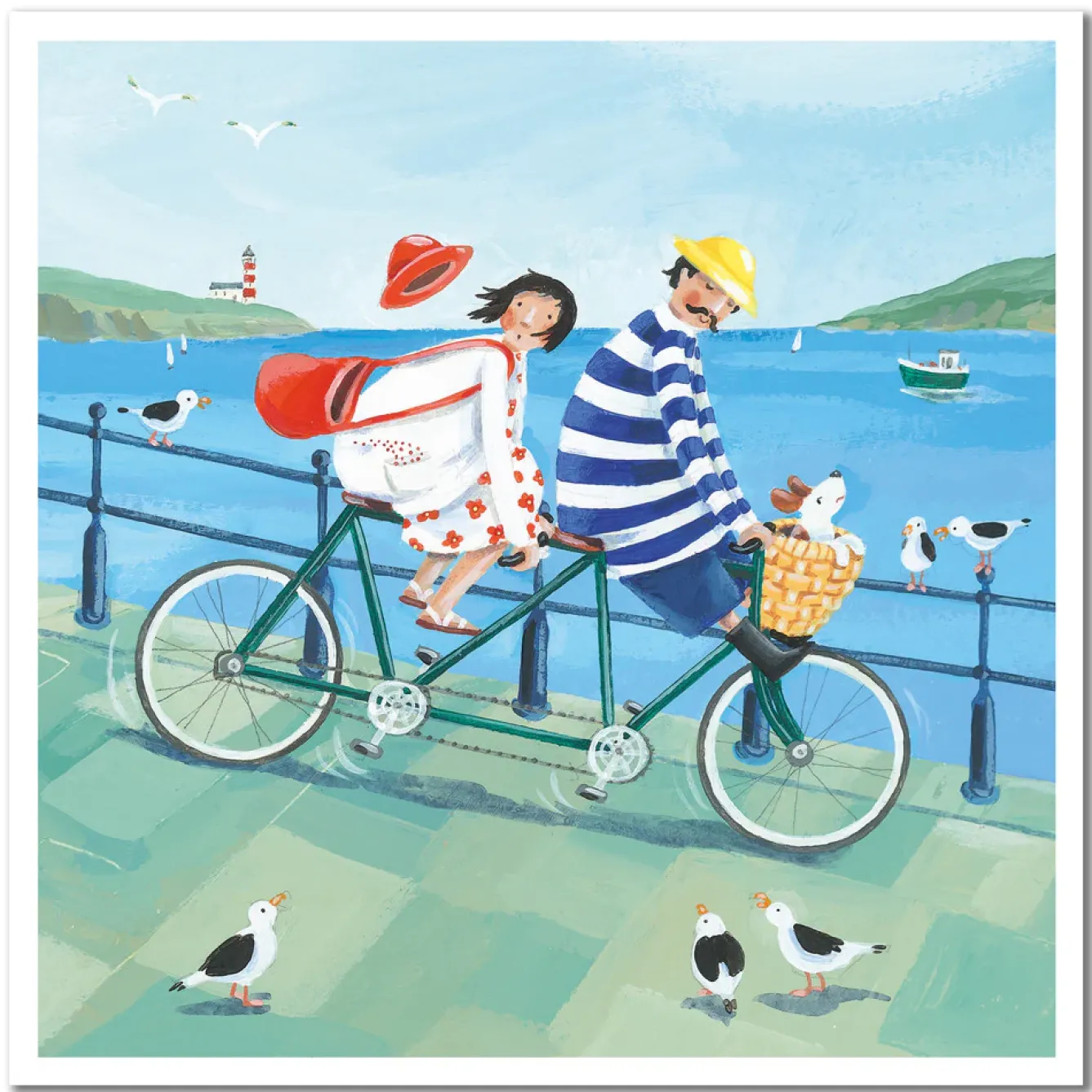 Emma Ball Greeting Cards-Tandem Ride Greetings Card