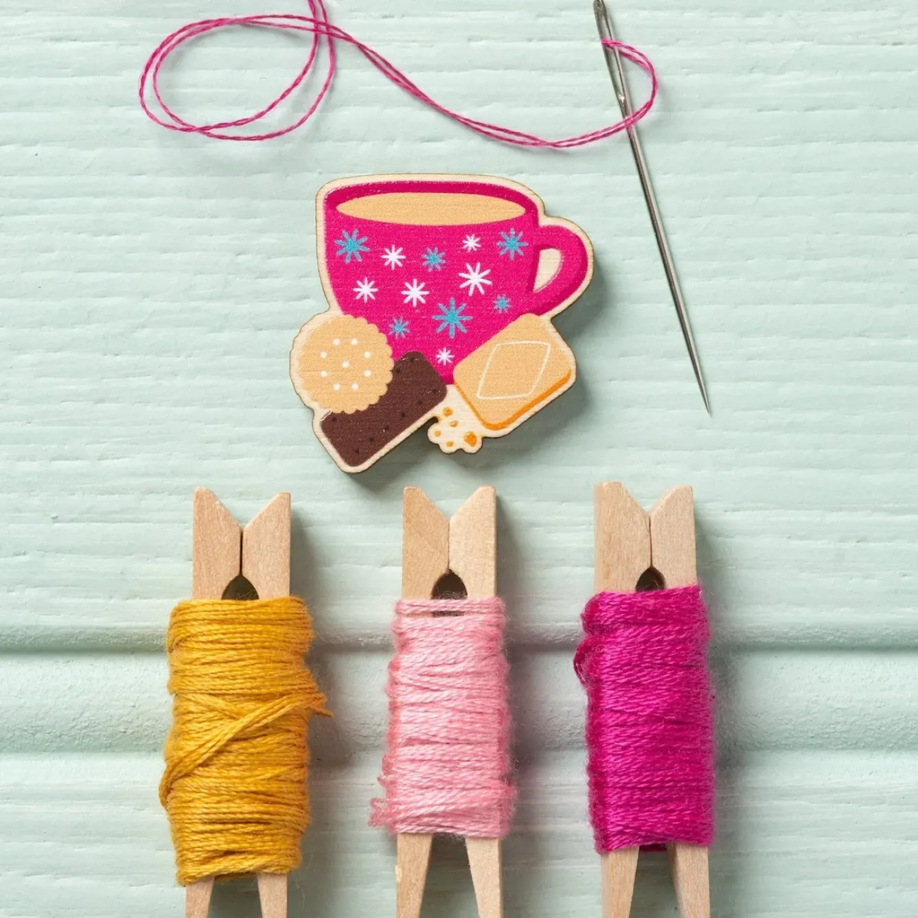 Hawthorn Handmade Crafts-Tea & Biscuits Magnetic Needle Holder