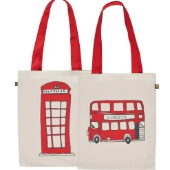 Victoria Eggs Bags-Telephone Box and London Bus Canvas Tote Bag