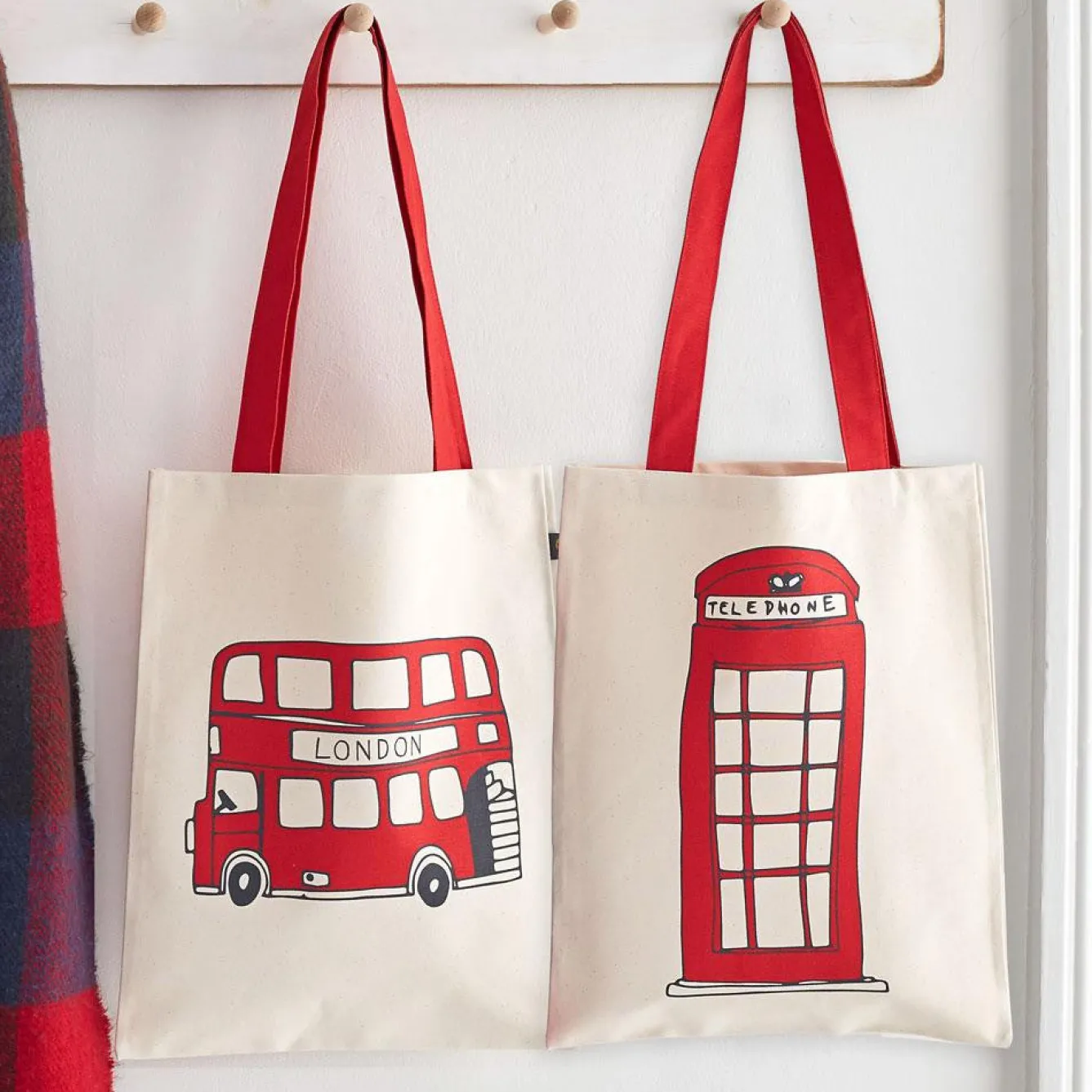 Victoria Eggs Bags-Telephone Box and London Bus Canvas Tote Bag