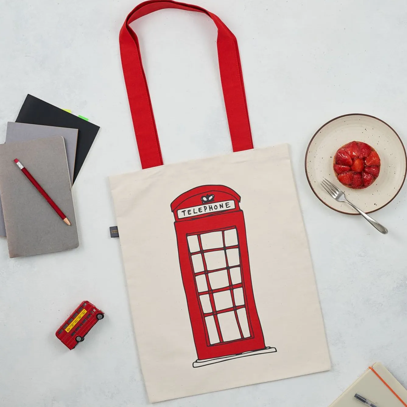 Victoria Eggs Bags-Telephone Box and London Bus Canvas Tote Bag