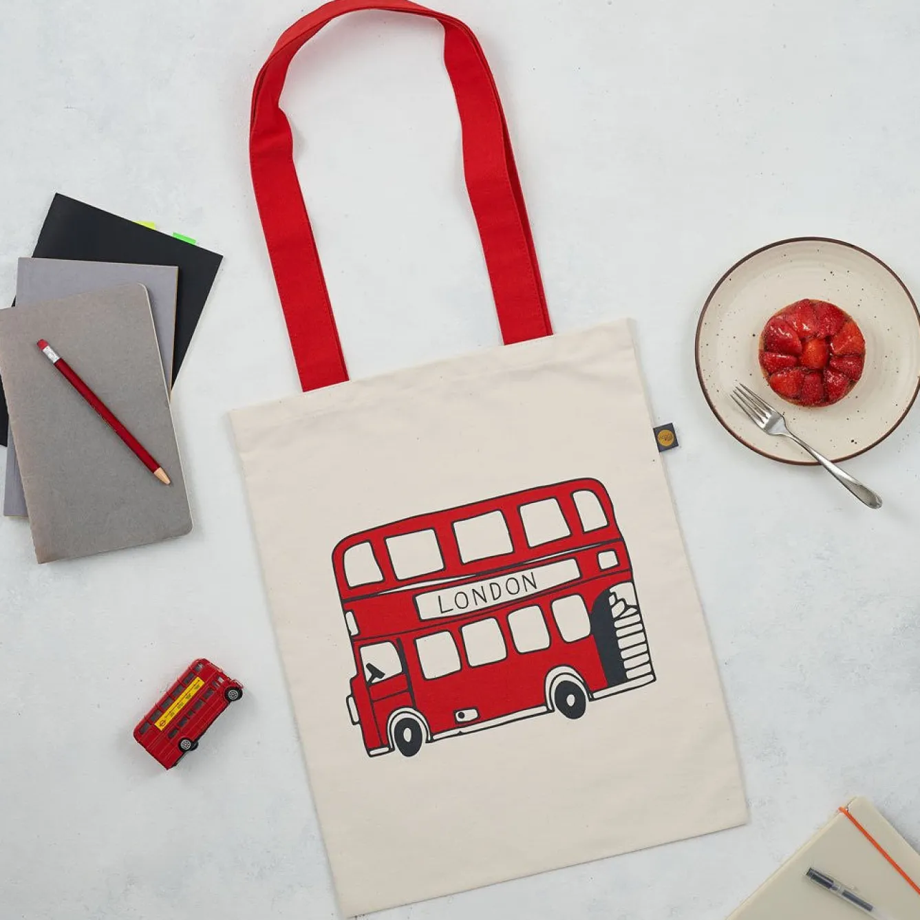 Victoria Eggs Bags-Telephone Box and London Bus Canvas Tote Bag