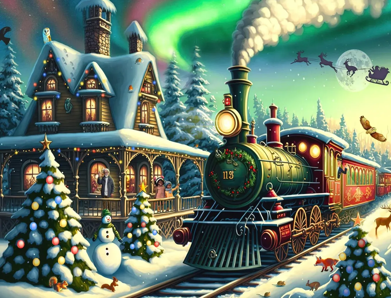 All Jigsaw Puzzles Puzzles|Children-The Christmas Train 1000 Piece Jigsaw Puzzle