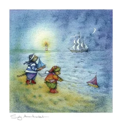 Moongazer Cards Greeting Cards-The Dream Ship Greeting Card