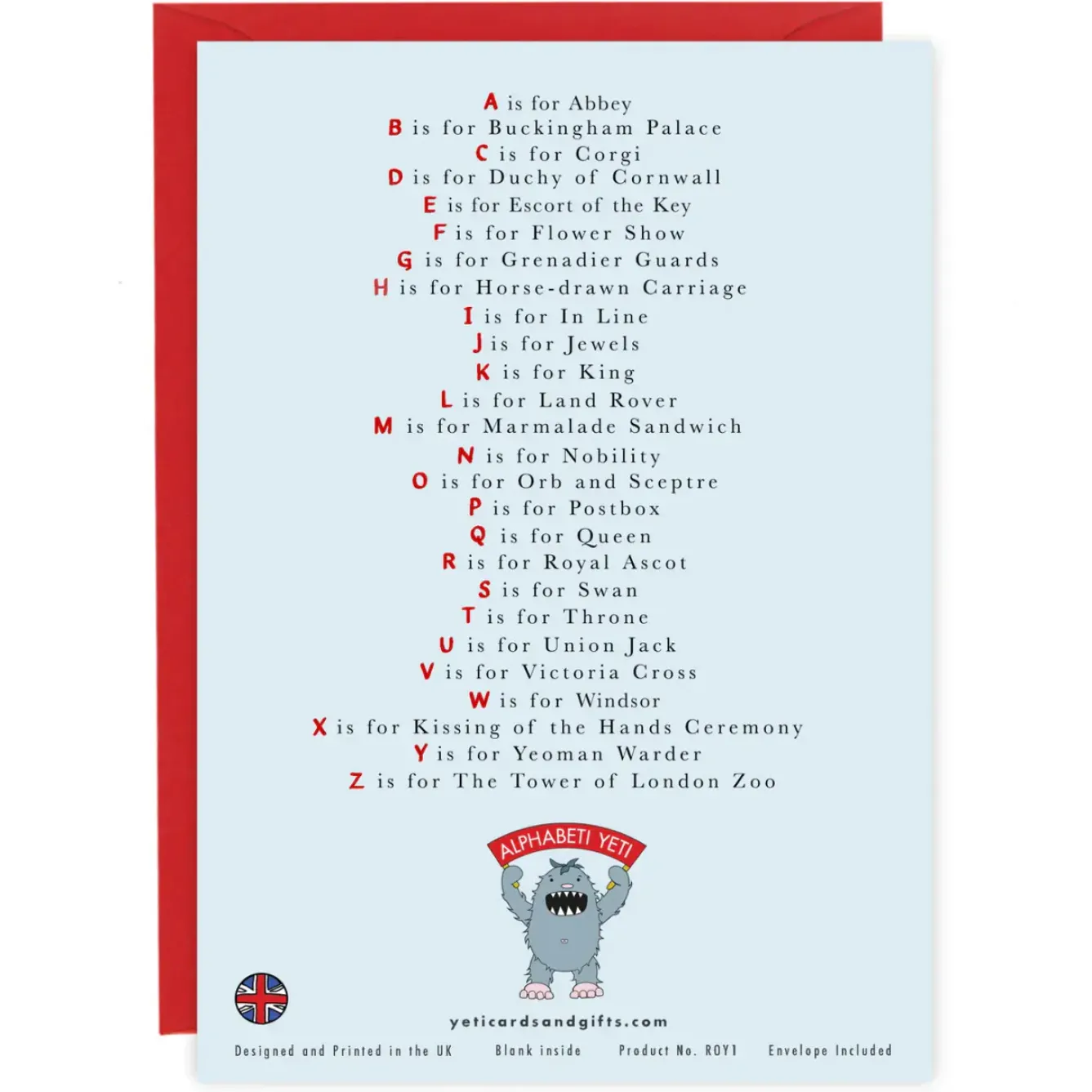 Yeti Greeting Cards-The Royal Alphabet Greeting Card