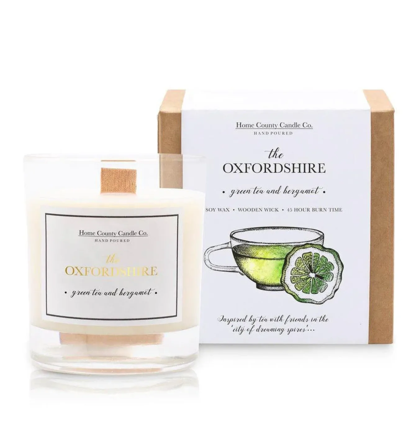 Home County Candles Home Fragrance-The The Oxfordshire Green Tea and Bergamot Candle