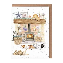 Wrendale Designs Greeting Cards-'There's no Place Like Home' Cat and Dog  Blank Greetings Card