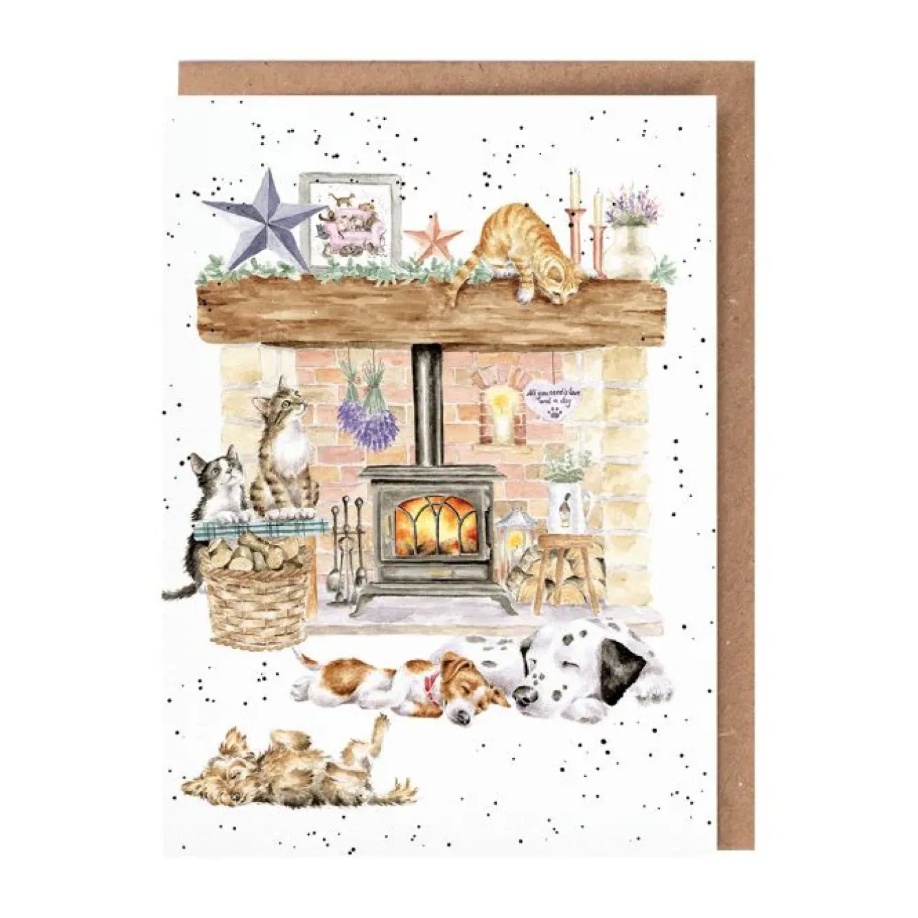 Wrendale Designs Greeting Cards-'There's no Place Like Home' Cat and Dog Blank Greetings Card