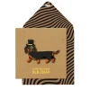 Tache Cards Greeting Cards-Top Hat Sausage Dog Card