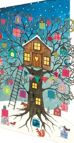 Roger La Borde Christmas Decorations|Christmas Cards-Treehouse Blue Lasercut Christmas Card Kraft Box