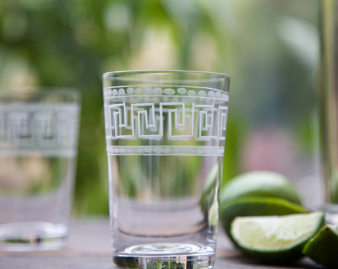 The Vintage List Glassware-Tumbler with Greek Key Design by