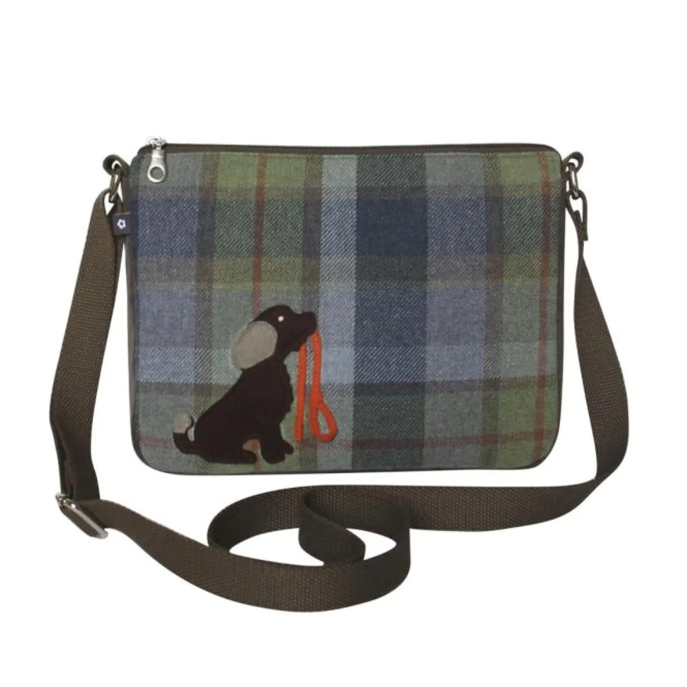 Earth Squared Bags Bags-Tweed Applique Brown Dog Messenger Bag