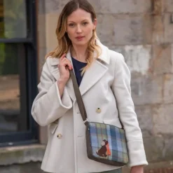 Earth Squared Bags Bags-Tweed Applique Brown Dog Messenger Bag