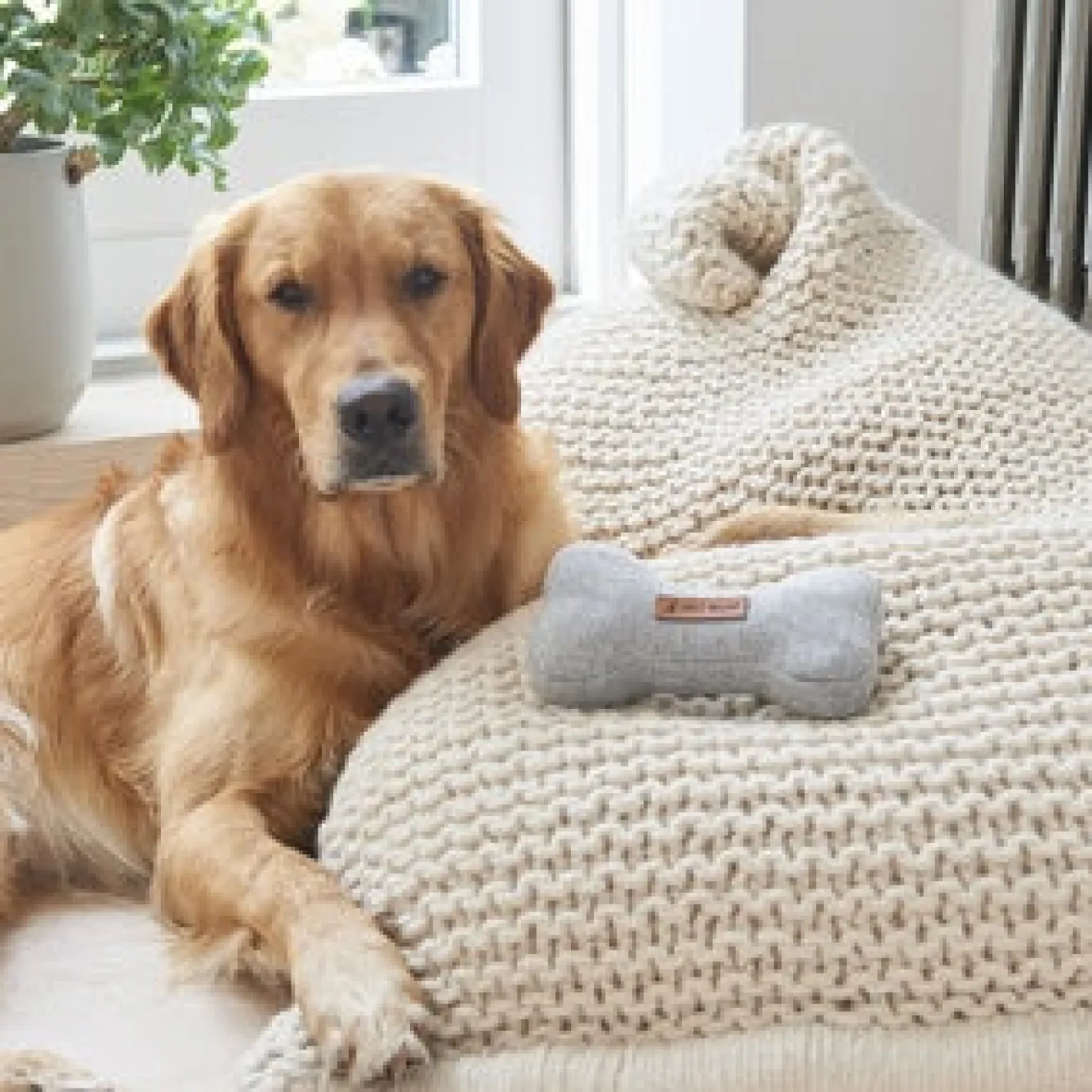 Sweet William Pets-Tweed Dog Bone Shaped Dog Toy - Grey