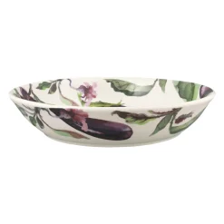 Emma Bridgewater Bowls & Dishes-Vegetable Garden Aubergine & Flowers Medium Pasta Bowl
