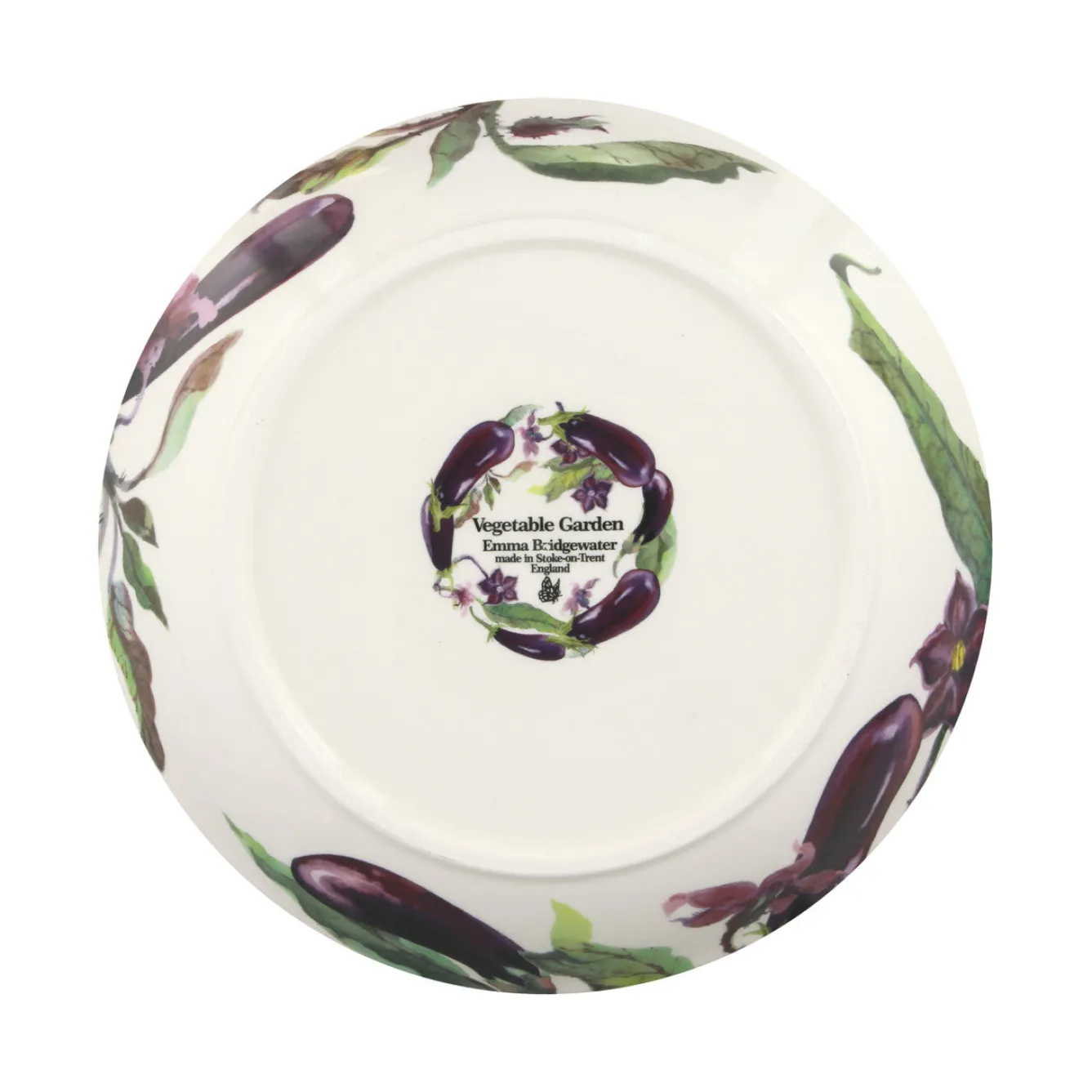 Emma Bridgewater Bowls & Dishes-Vegetable Garden Aubergine & Flowers Medium Pasta Bowl