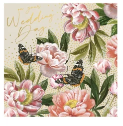 The Art File Greeting Cards-Wedding Day Peonies & Butterflies Greeting Card