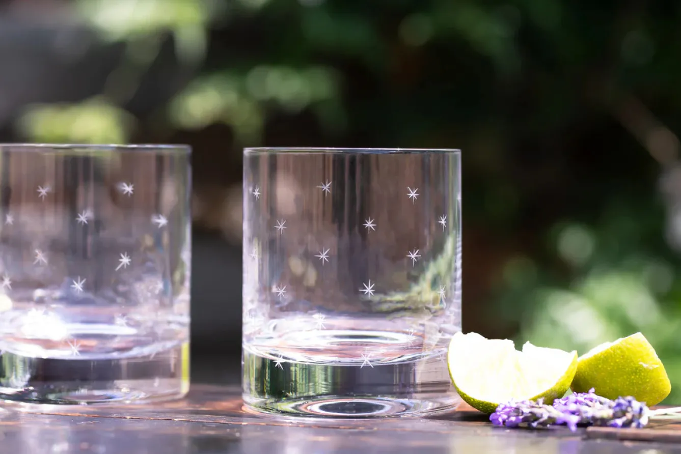 The Vintage List Glassware-Whisky Glass with Stars Design by