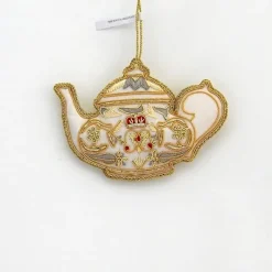 Tinker Tailor Christmas Decorations|Seasonal Decor-White Teapot Decoration by London