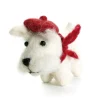Amica Felt Christmas Decorations|Seasonal Decor-White Westie with Red Beret Felt Decoration