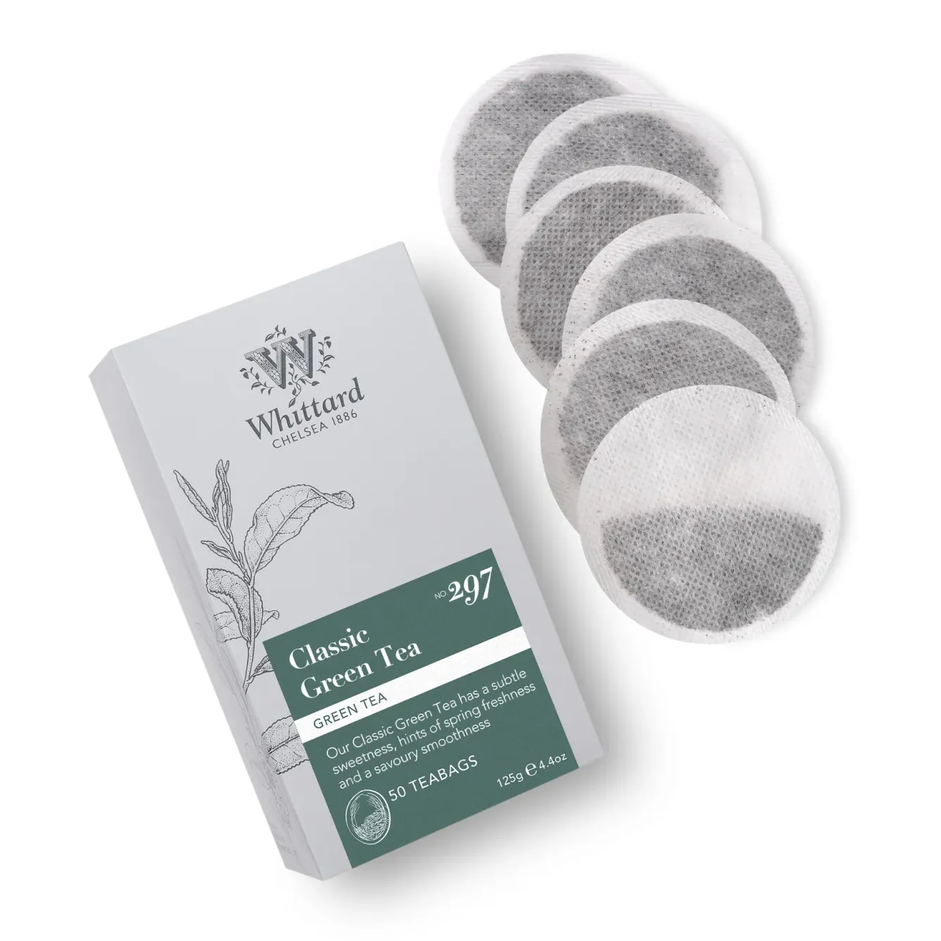 Whittard of Chelsea Tea-Whittard Classic Green Tea 50 Traditional Teabags Plastic Free