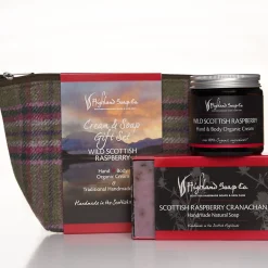 The Highland Soap Company Soaps & Lotions-Wild Scottish Raspberry Hand & Body Cream with Soap Gift Bag
