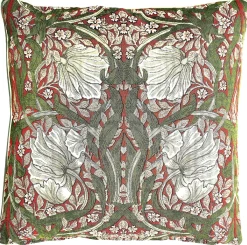 Signare Pillows & Throws-William Morris Pimpernel and Thyme Red Pillow