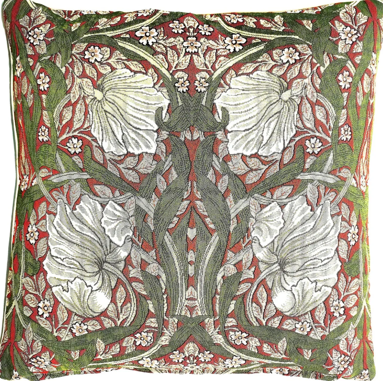 Signare Pillows & Throws-William Morris Pimpernel and Thyme Red Pillow