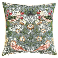 Signare Pillows & Throws-William Morris Strawberry Thief Grey Pillow