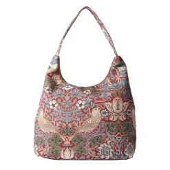 Signare Bags-William Morris Strawberry Thief Red Hobo Bag