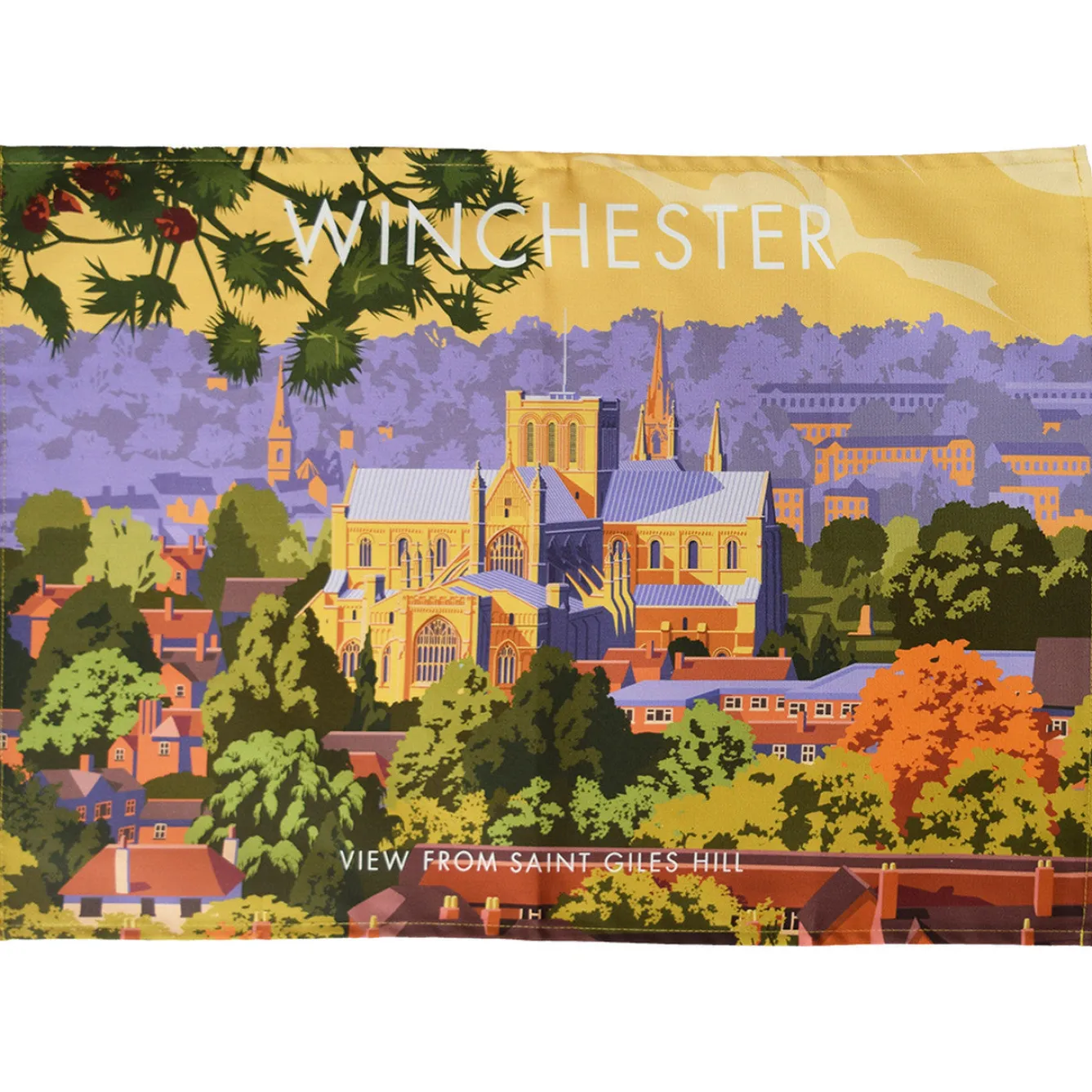 Town Towels Tea|Tea Towels-Winchester (view from St Giles Hill) Tea Towel