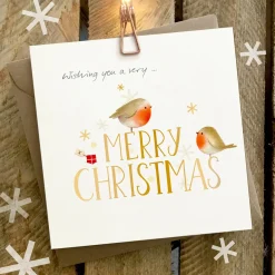 Ginger Betty Christmas Cards-Wishing You a Very Merry Christmas Robin Card