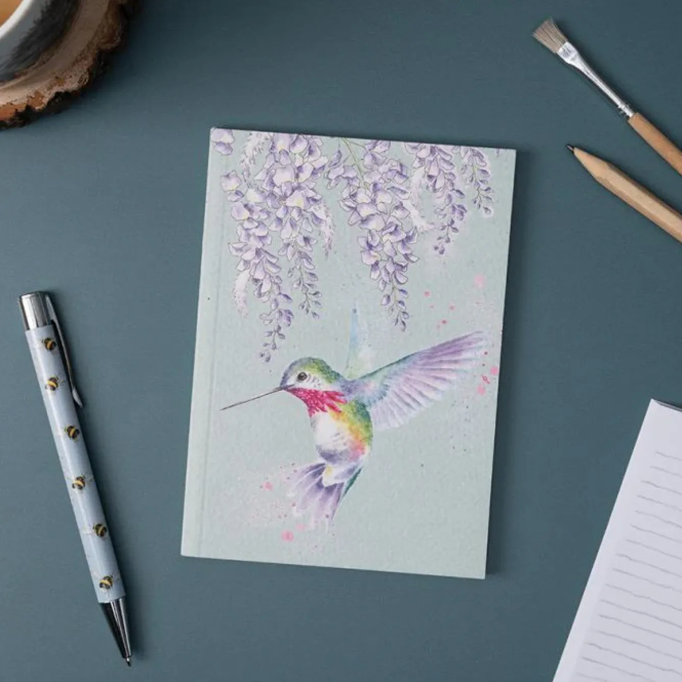 Wrendale Designs Stationery-'Wisteria Wishes' Hummingbird A6 Notebook