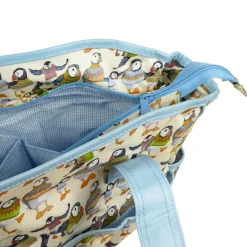 Emma Ball Crafts|Bags-Woolly Puffins Large Oilskin Pocket Bag