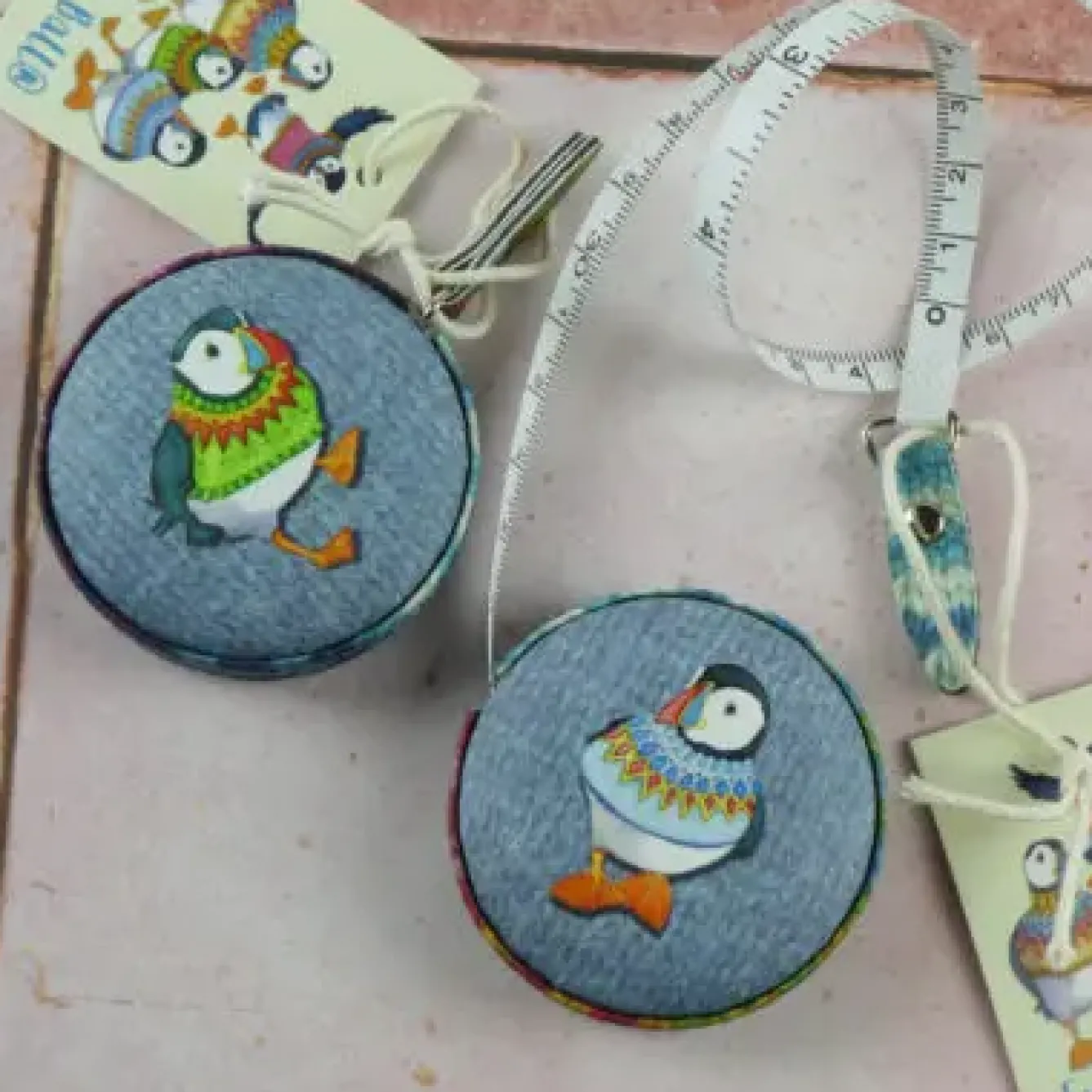 Emma Ball Crafts-Woolly Puffins Tape Measure