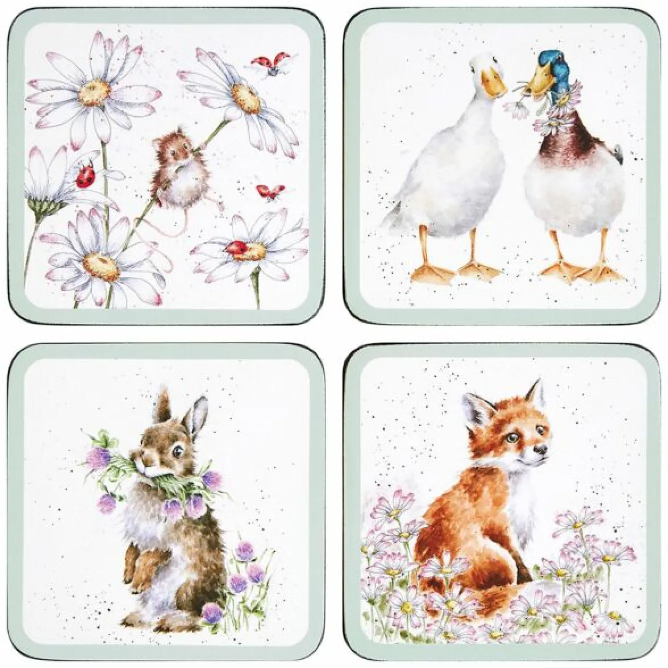 Wrendale Designs Coasters-Wildflowers Set of 4 Coasters