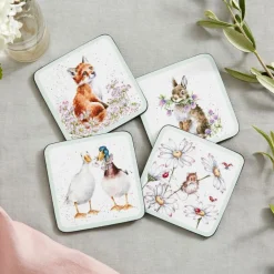 Wrendale Designs Coasters-Wildflowers Set of 4 Coasters