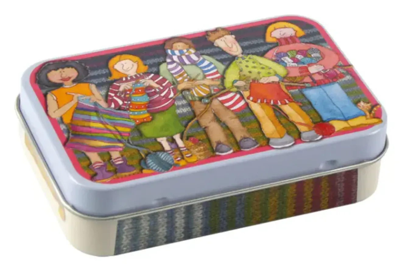 Emma Ball Storage-Yarn Club Hinged Small Rectangular Tin