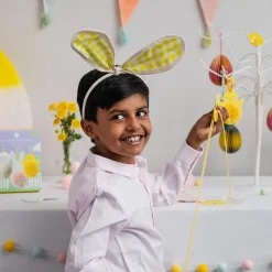 Talking Tables Seasonal Decor|Children-Yellow Gingham Bunny Ears Headband
