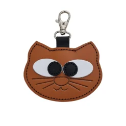 Zatchels Key Chains|Bags-Burnt Orange Colorful Cat Leather Bag Charm
