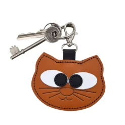 Zatchels Key Chains|Bags-Burnt Orange Colorful Cat Leather Bag Charm