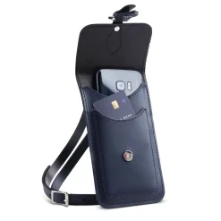Zatchels Bags-Handmade Leather Phone Pouch - Navy Blue