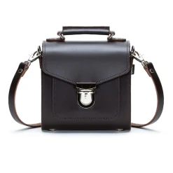 Zatchels Bags-Handmade Leather Sugarcube Dark Brown Small Handbag