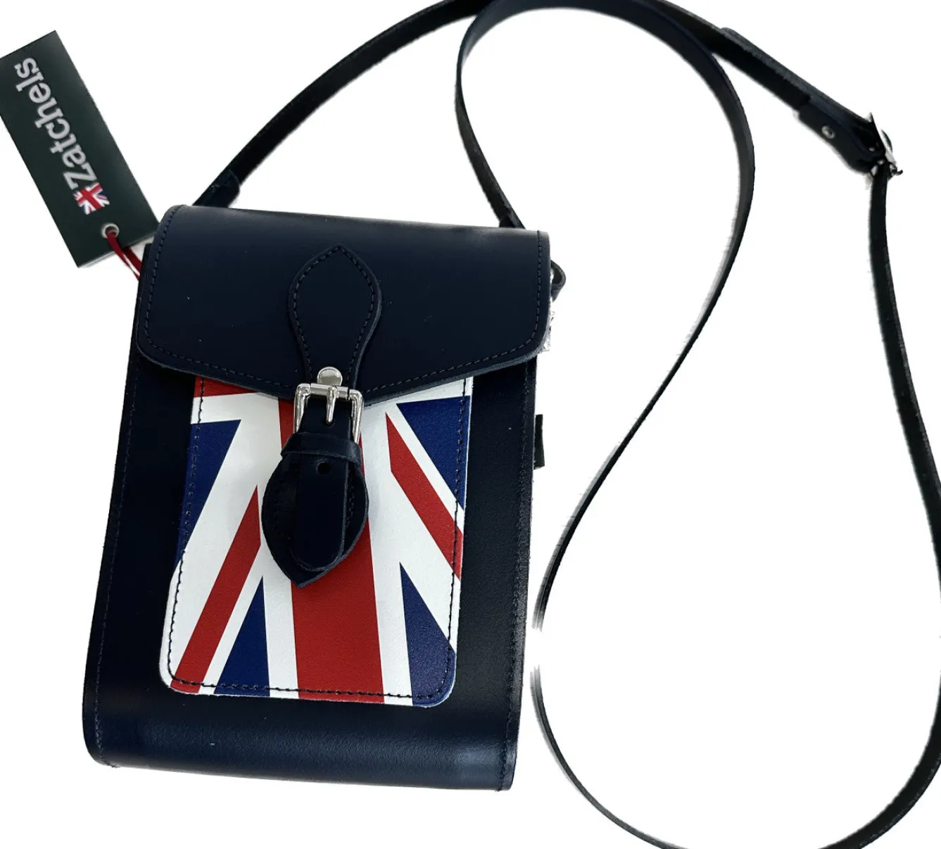 Zatchels Bags-Handmade Leather Union Jack Festival Bag - Navy