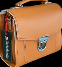 Zatchels Bags-Handmade Leather Sugarcube Plus Handbag - Burnt Orange
